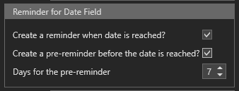3. Reminder for Date Field