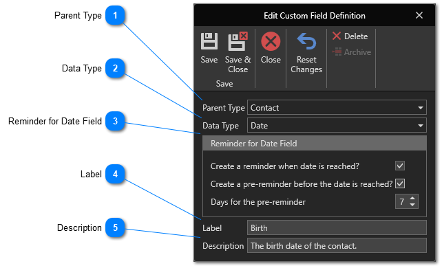 Create Custom Field Definitions