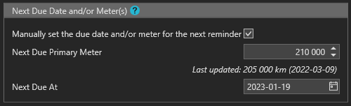 5. Next Due Date and/or Meter(s)