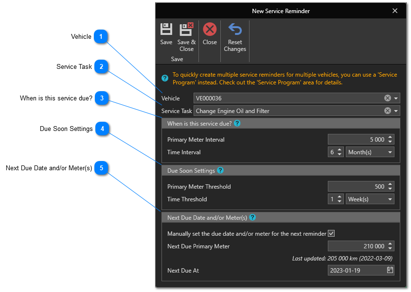 Create Service Reminders Individually