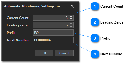 Edit Automatic Numbering Settings