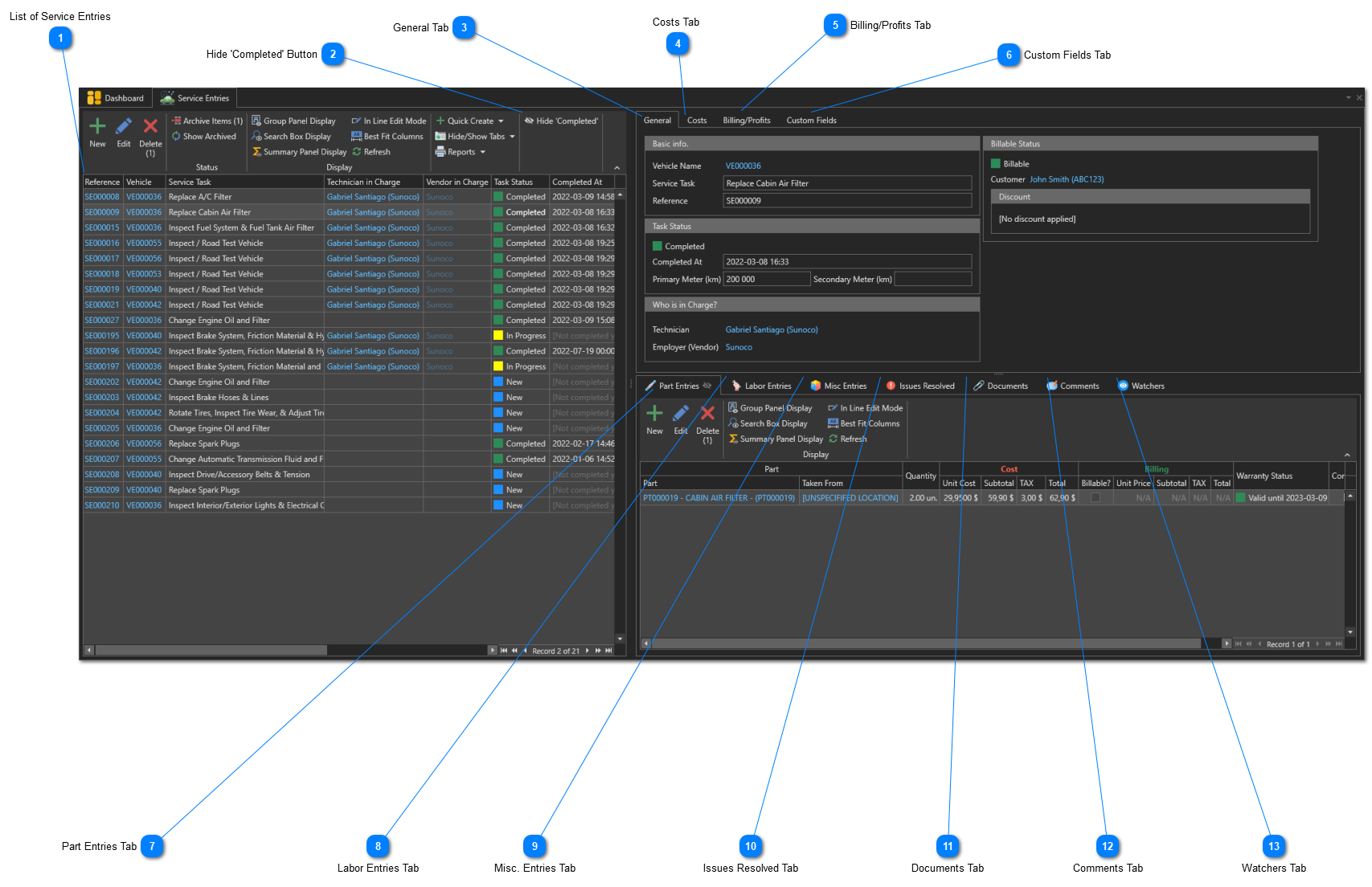 Service Entries Overview